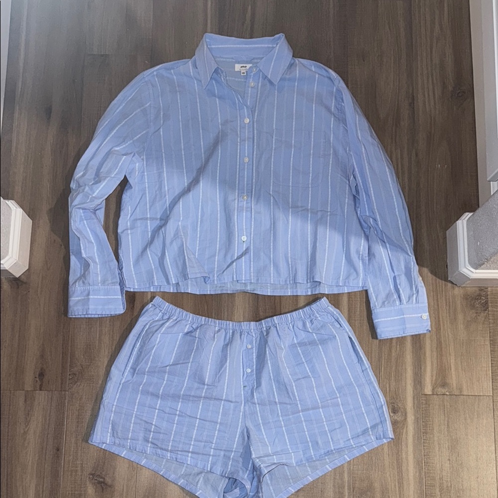 Aerie Blue Striped Pajama Set